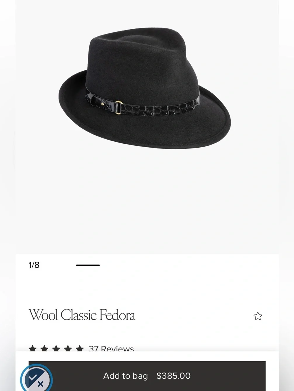 Eric Javits Black Wool Fedora with Croc-Embossed Patent Band - Picture 5 of 9